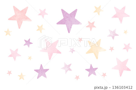 水彩風な星の背景イラスト 水彩風な星の背景イラスト 136103412