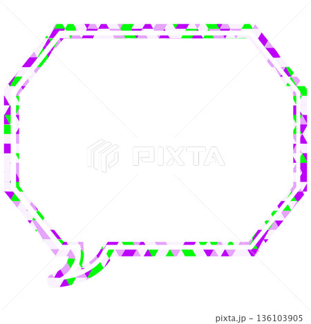 ステンドグラス風吹き出し　三角形模様　角のある八角形 136103905