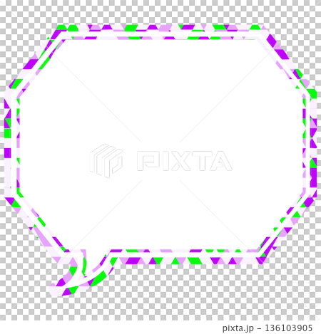 ステンドグラス風吹き出し　三角形模様　角のある八角形 136103905