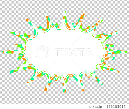 Stained glass style speech bubble, triangular pattern, elongated jagged shape Stained glass style speech bubble, triangular pattern, elongated jagged shape 136103915