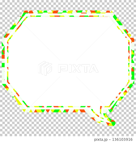 Stained glass style speech bubble, triangular pattern, octagonal shape with corners Stained glass style speech bubble, triangular pattern, octagonal shape with corners 136103916