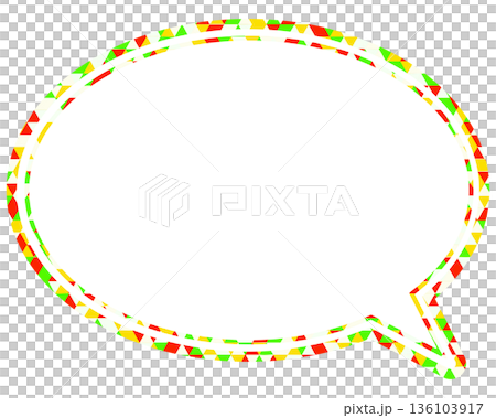 Stained glass style speech bubble, triangular pattern, round shape Stained glass style speech bubble, triangular pattern, round shape 136103917