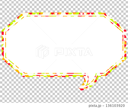 Stained glass style speech bubble, triangular pattern, elongated octagon Stained glass style speech bubble, triangular pattern, elongated octagon 136103920