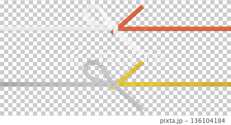 Mizuhiki string with a "one-sided knot" for celebrations, cutout material with a transparent background Mizuhiki string with a "one-sided knot" for celebrations, cutout material with a transparent background 136104184