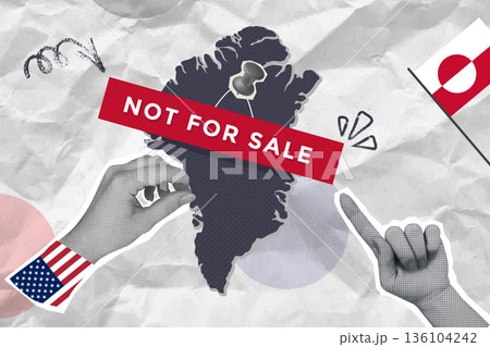 Collage illustration of Greenland and USA conflict 136104242