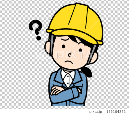 A female site supervisor wearing a helmet wondering 136104251