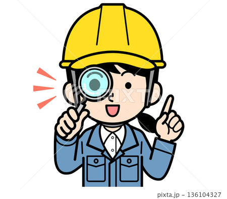 発見する現場監督の女性 136104327