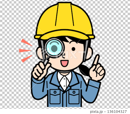 発見する現場監督の女性 136104327