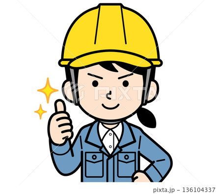 賞賛するヘルメットをかぶった現場監督の女性 136104337