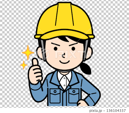 賞賛するヘルメットをかぶった現場監督の女性 136104337