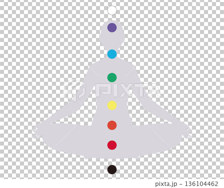 7つのチャクラのイラスト(あぐらポーズ) 7つのチャクラのイラスト(あぐらポーズ) 136104462
