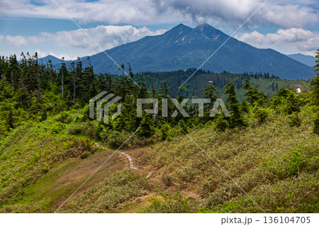 会津駒ヶ岳・大津岐峠間の登山道から見る燧ヶ岳 会津駒ヶ岳・大津岐峠間の登山道から見る燧ヶ岳 136104705