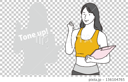 插畫素材:女私人教練做擊拳動作 插畫素材:女私人教練做擊拳動作 136104765