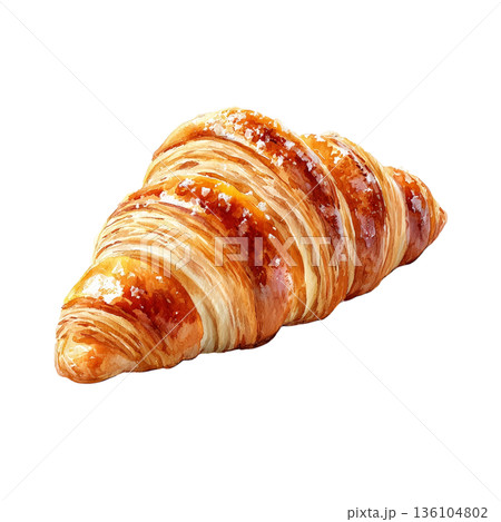透明背景（png）に1個のクロワッサンの水彩イラスト 136104802