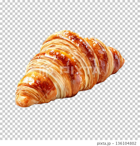 透明背景（png）に1個のクロワッサンの水彩イラスト 136104802