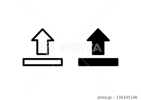 Upward Arrows On Bars Icon Set Outlined And Solid Upload Symbols for Elevation and Upload Concepts 136105146