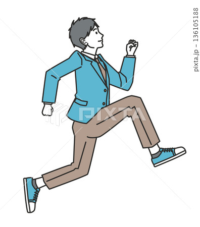 ジャンプする男子高校生 136105188