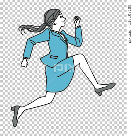 成功や前向きな気持ちを表現するビジネスウーマンのジャンプ するイラスト 136105189