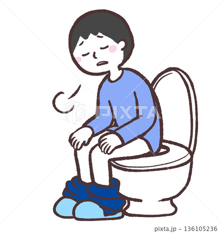 トイレでため息をつく男性のイラスト 136105236