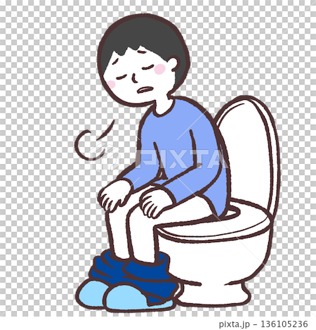 トイレでため息をつく男性のイラスト 136105236