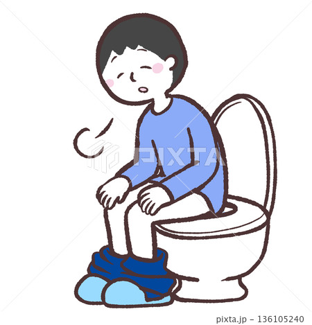 トイレでホッとする男性のイラスト 136105240