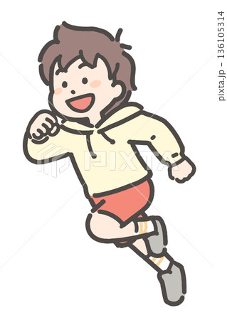 走る元気な男の子 走る元気な男の子 136105314