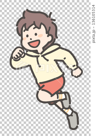 走る元気な男の子 走る元気な男の子 136105314