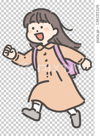 ランドセルを背負って走る小学生の女の子 ランドセルを背負って走る小学生の女の子 136105326