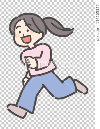 A cheerful girl running 136105329