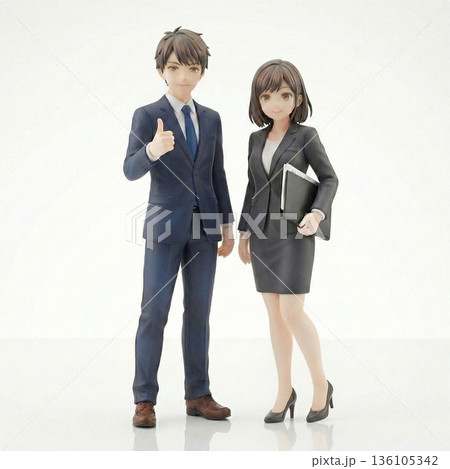 若い男女のビジネスマン　3Dフィギュア 136105342
