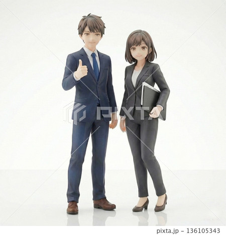 若い男女のビジネスマン 3Dフィギュア 若い男女のビジネスマン 3Dフィギュア 136105343