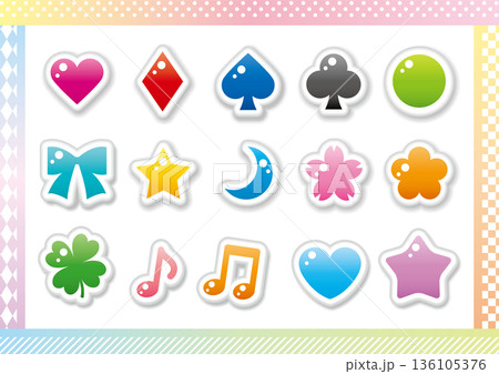 ぷっくりしたかわいいシールのようなシンプルなマーク 136105376