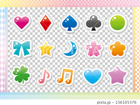 ぷっくりしたかわいいシールのようなシンプルなマーク 136105376