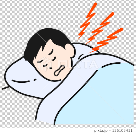 A man sleeping while snoring A man sleeping while snoring 136105411