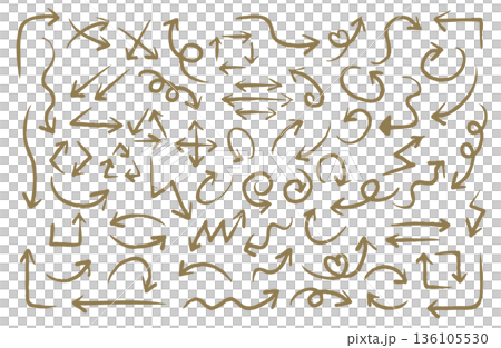 イラスト素材・矢印の手描き線画セットA イラスト素材・矢印の手描き線画セットA 136105530