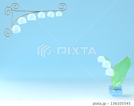 ガラスのスズランのフレーム風3DCG背景 136105545