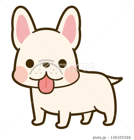 白のフレンチブルドッグのイラスト 136105588