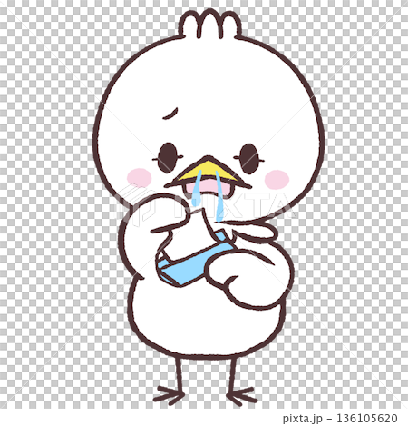 Illustration of a white bird trying to wipe its runny nose with a tissue Illustration of a white bird trying to wipe its runny nose with a tissue 136105620