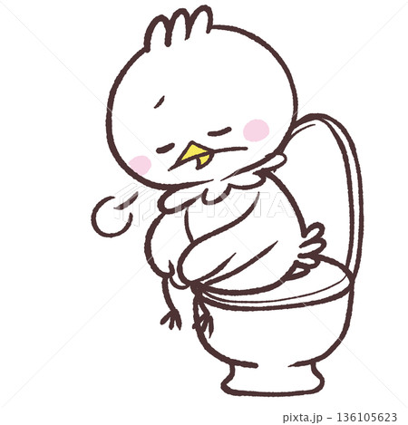 トイレでため息をつく白い鳥のイラスト 136105623