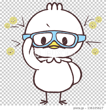 Illustration of a white bird wearing glasses for pollen 136105627