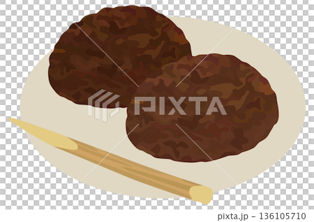 お皿に盛ったおはぎのイラスト ベクター素材 136105710