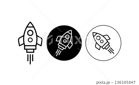 Rocket Icon Set Minimal Line Art of Rockets for Space, Tech, and Science Visuals 136105847