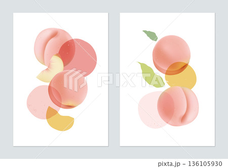 Abstract poster template design, peaches with various shapes on white 136105930