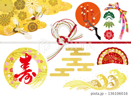 和柄のイラストセット 136106016