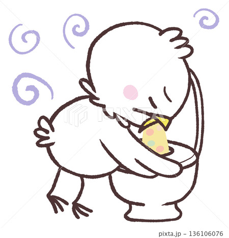 トイレで嘔吐する白い鳥のイラスト 136106076