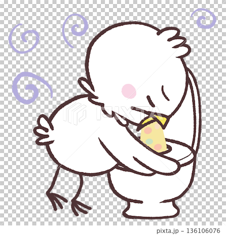 トイレで嘔吐する白い鳥のイラスト 136106076