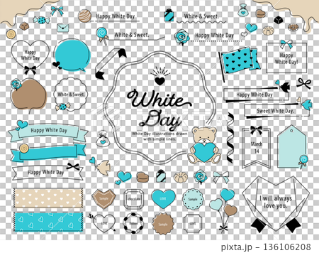 簡約線條畫白色情人節相框套裝 136106208