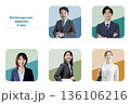 ビジネスパーソンのグループ　背景透過切り抜きPNG 136106216