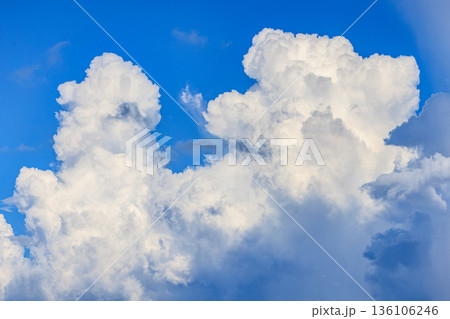 夏の青空と巨大な積乱雲に現れた虹 夏の青空と巨大な積乱雲に現れた虹 136106246