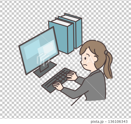 PC作業をするスーツ姿の女性の横顔 PC作業をするスーツ姿の女性の横顔 136106343